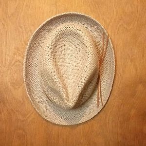 Women's straw Fedora gray blue color. one size